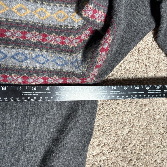 Orvis Lambswool Sweater Men's XL Multi Colored Scarf Neck With Button‎ - Picture 5 of 8